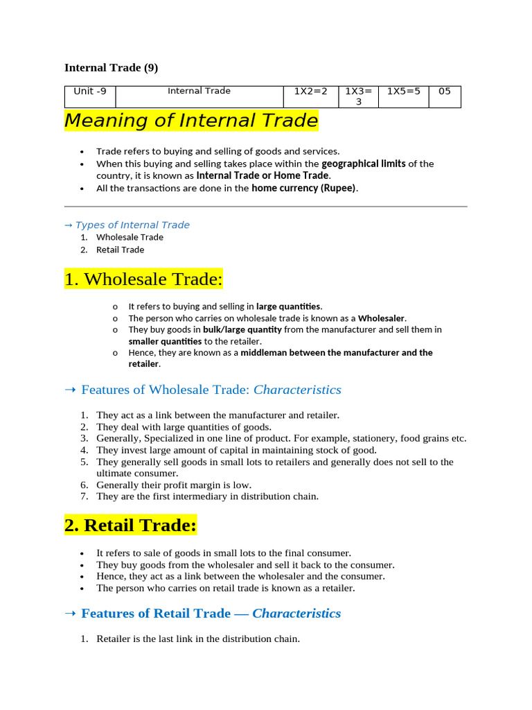 Understanding Internal Trade Types | PDF | Retail | Invoice
