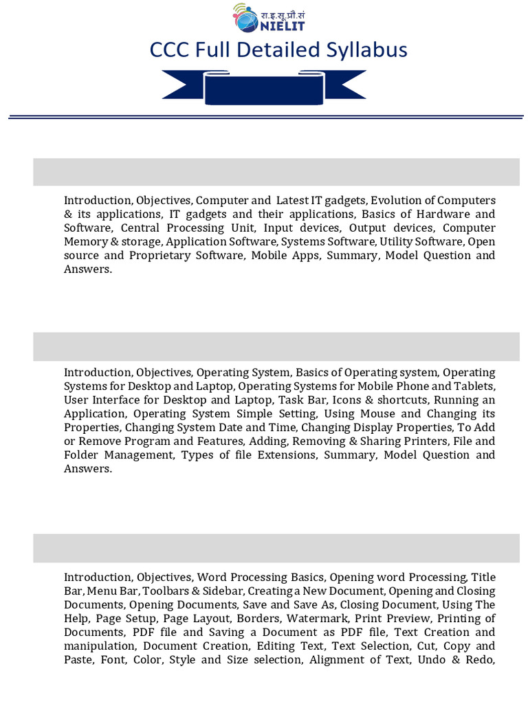 CCC Details New Syllabus NIELIT - Removed | PDF | Internet | World Wide Web