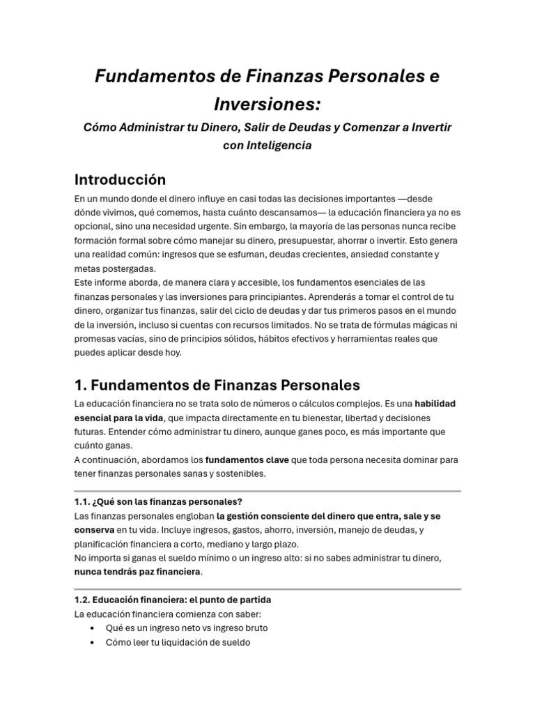 Finanzas Personales: Guía para Invertir | PDF | Finanzas personales ...