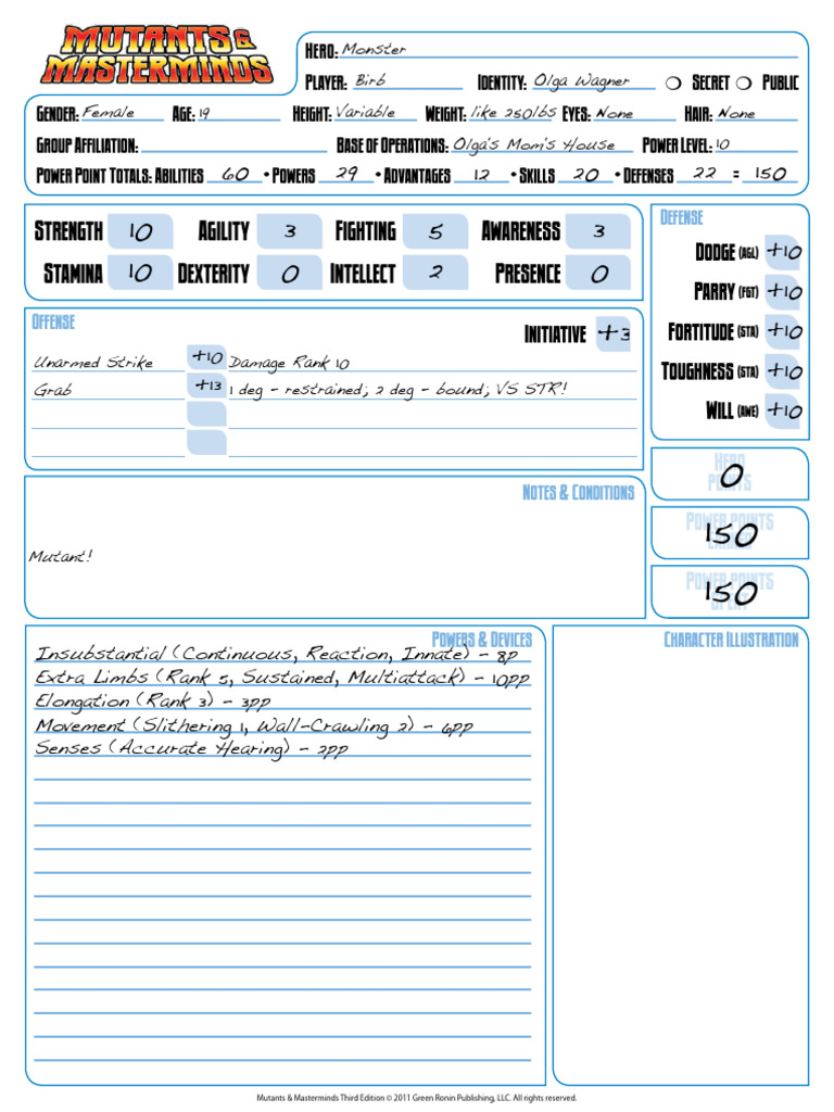 Monster Character Sheet | PDF