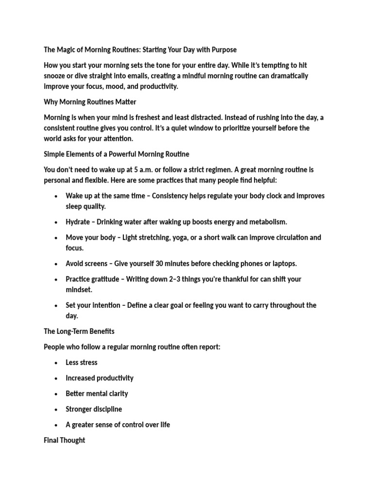 Transform Your Day with Morning Habits | PDF