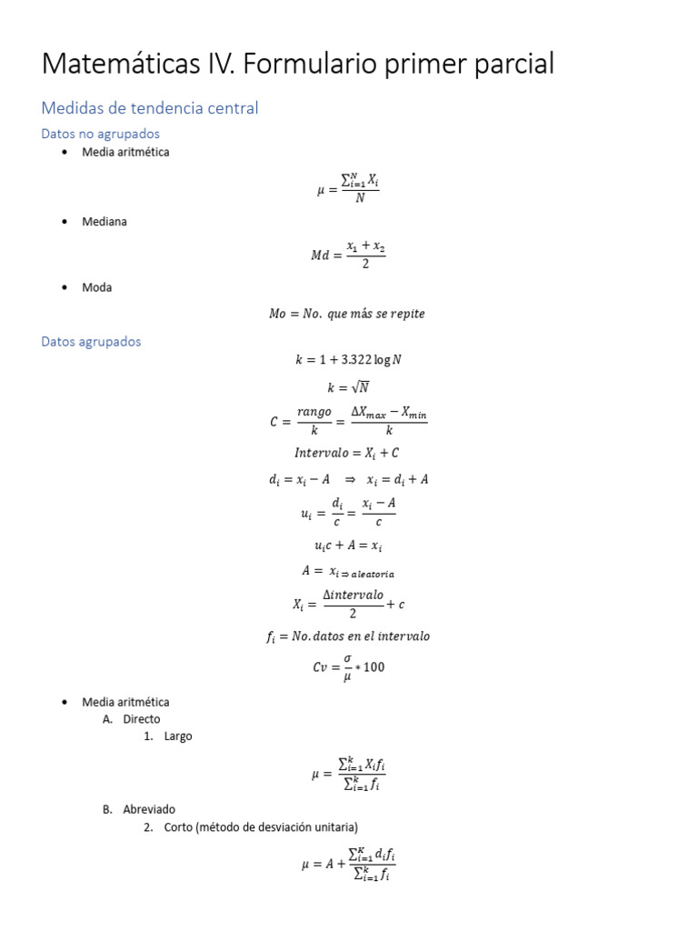 Formulario Mate IV Oooooooooooooooooooooooooooooooooooooooo | PDF ...