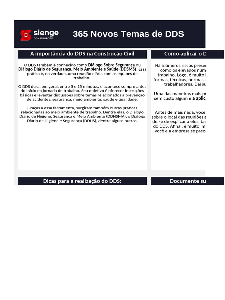 365 Temas para DDS na Construção Civil | PDF | Ferramentas | Guindaste ...