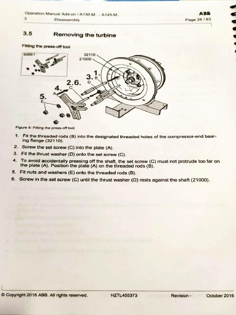 ABB Turbocharger Overhaul Guide | PDF | Bearing (Mechanical) | Screw