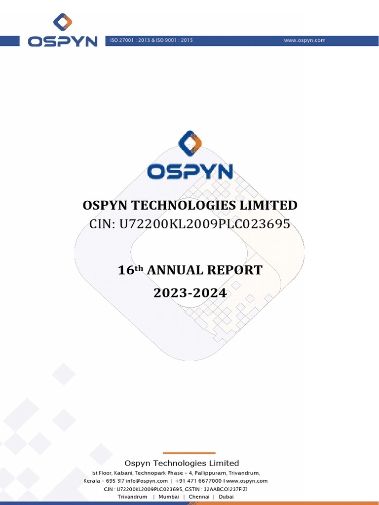 Ospyn Technologies Annual Report 2023-24 | PDF | Expense | Loans