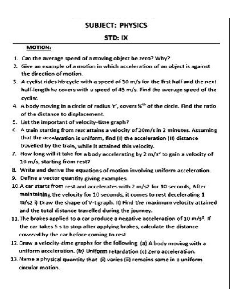 Physics Class 9th | PDF