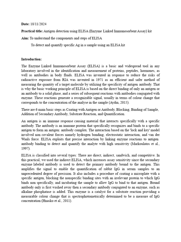 ELISA for Carcinoembryonic Antigen Detection | PDF | Elisa | Biochemistry