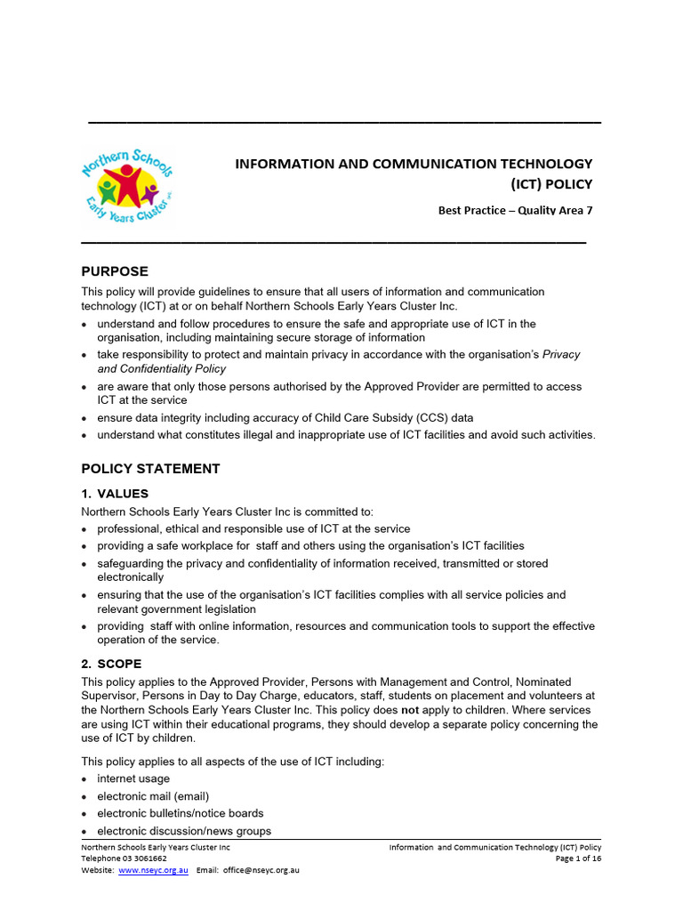 ICT Policy for Northern Schools Early Years | PDF | Usb Flash Drive ...