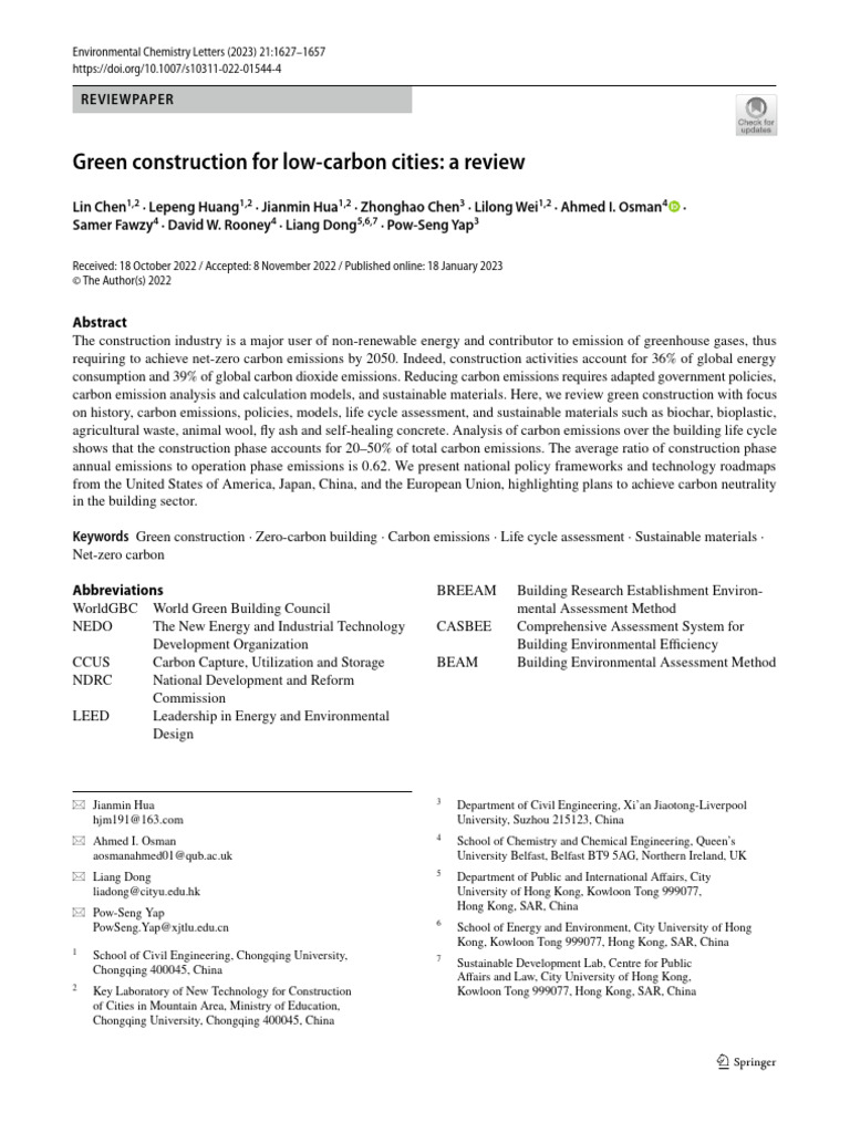 Green Construction For Low Carbon Cities: A Review | PDF | Green ...