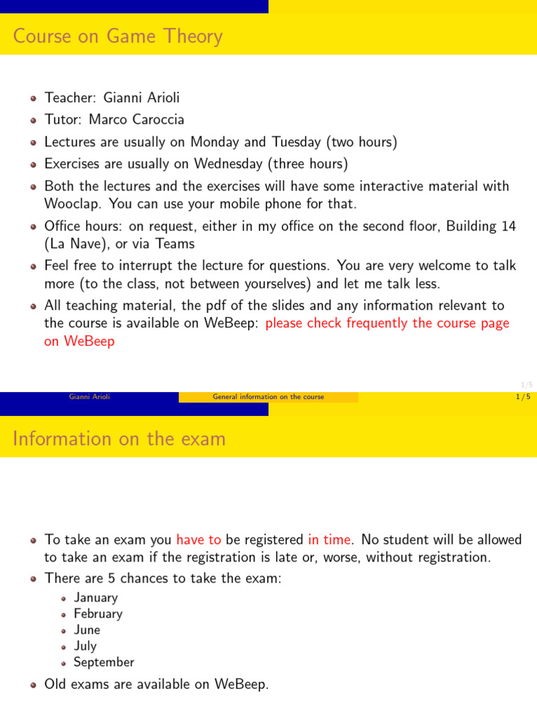 Game Theory Course Details and Exam Info | PDF