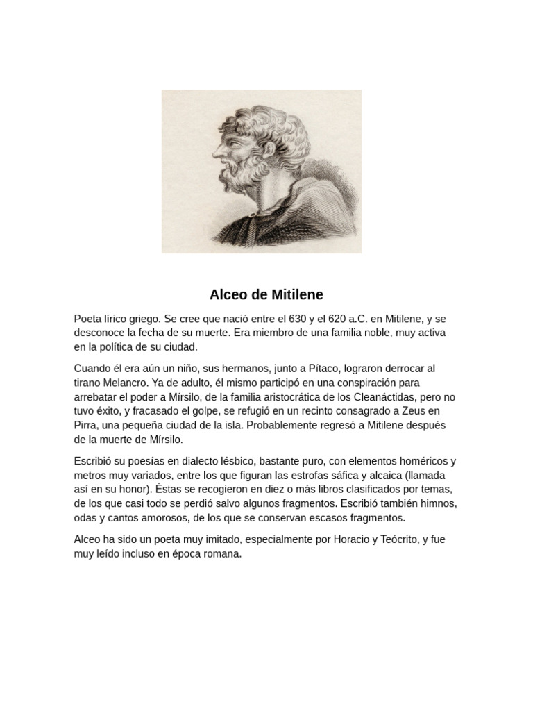 Biografía Alceo de Metilene | PDF