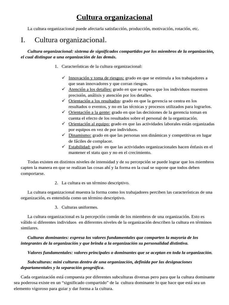 Claves de la Cultura Organizacional | PDF | Cultura organizacional ...