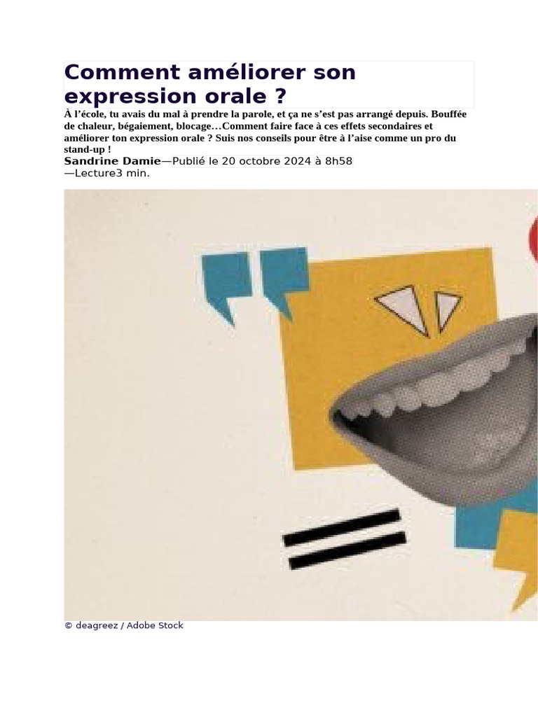 COMMENT AMELIORER SON EXPRESSION ORAL | PDF | Lexique | Linguistique