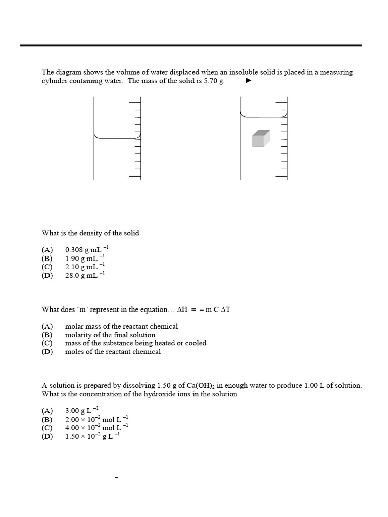 James Ruse 2004 Chemistry Prelim Yearly & Solutions | PDF | Sodium ...