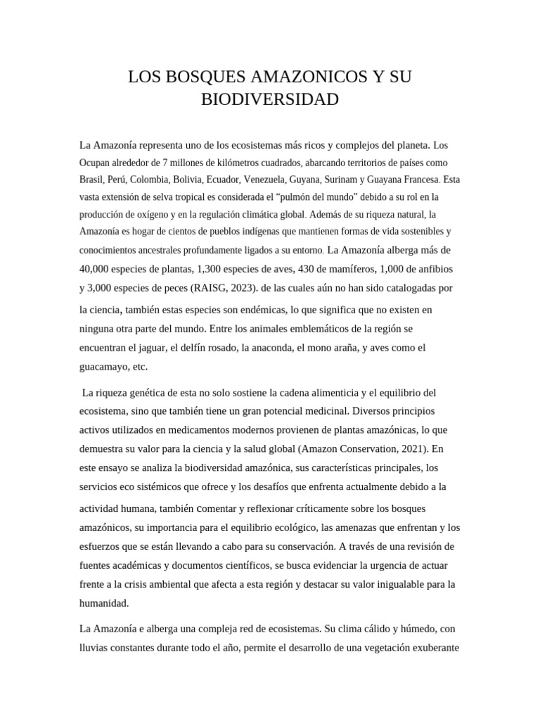 Biodiversidad y conservación en la Amazonía | PDF | Deforestación ...