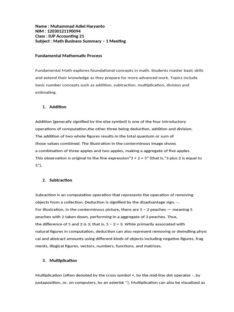 Fundamental Math Concepts Overview | PDF