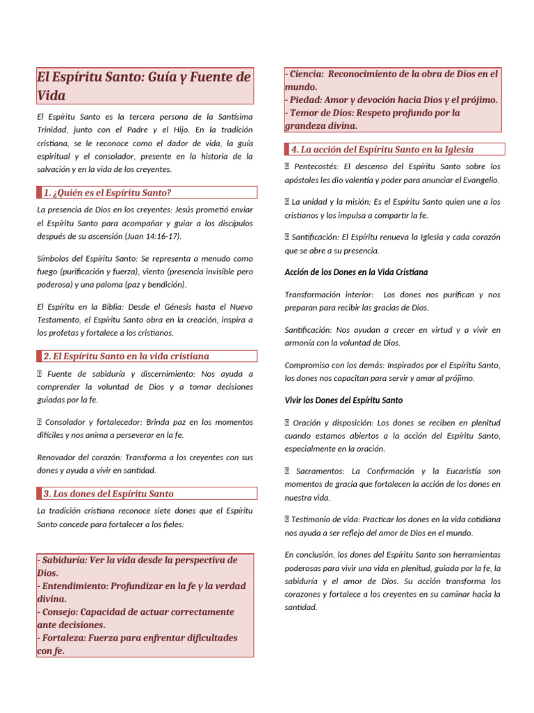 El Espíritu Santo y sus Dones en la Fe | PDF | espíritu Santo | Fe