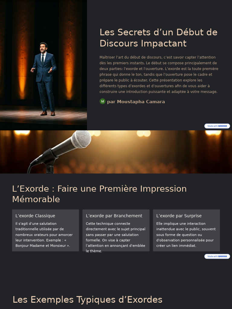 Maîtriser l'Exorde d'un Discours | PDF | Phrase