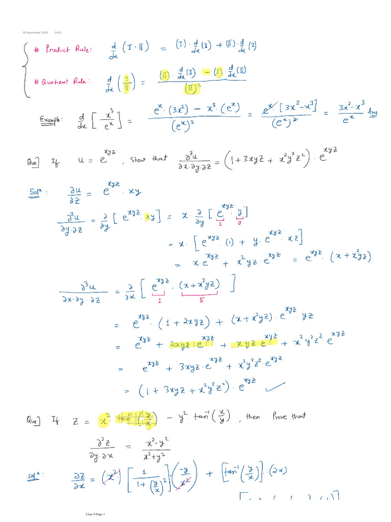 Class 9 Partial Differentiation - L2 | PDF