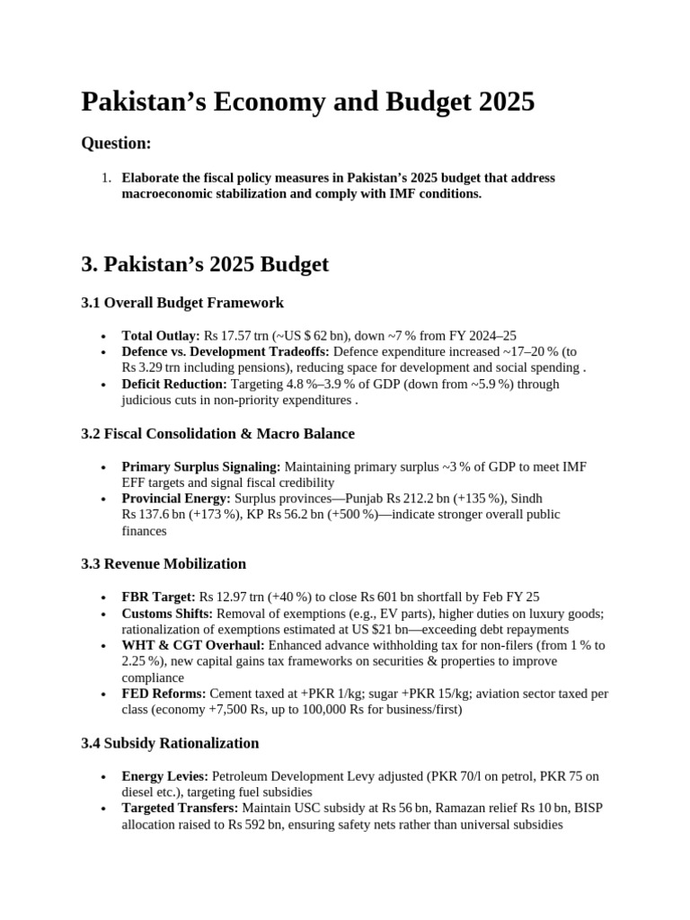 Pakistan's 2025 Economic Budget Overview | PDF | Government Budget ...