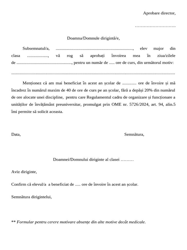 Cerere Invoire Elev Major | PDF