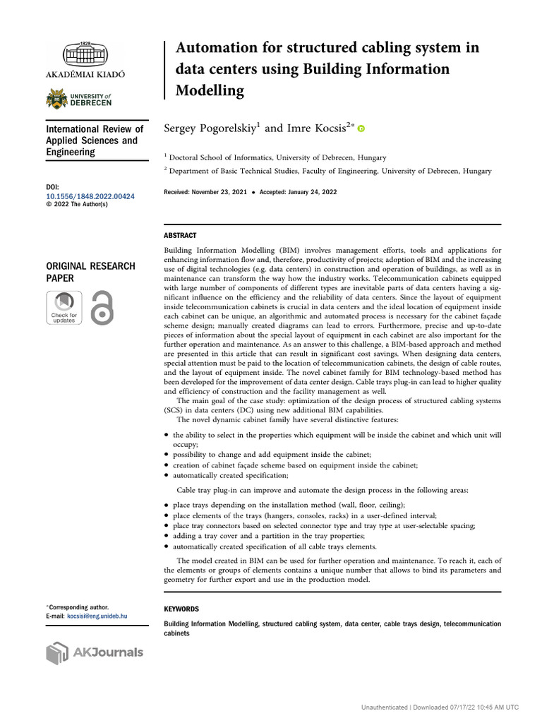 Automation For Structured Cabling System in Data Centers Using Building ...