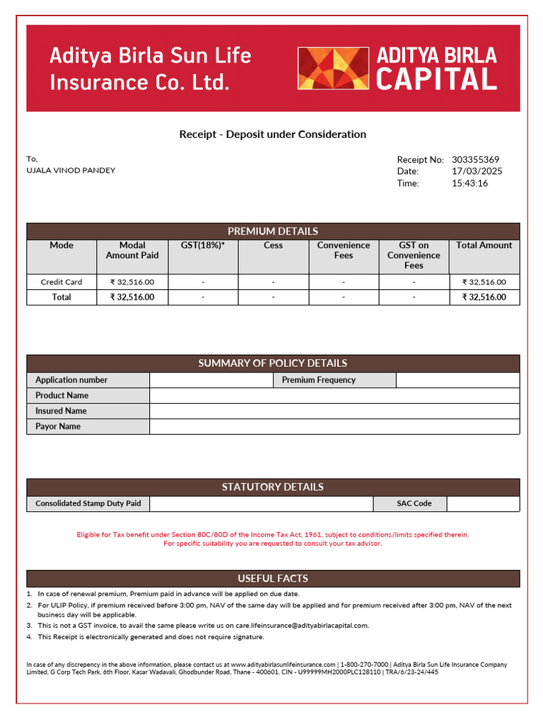 Premium Receipts LA53833781 - 01 04 2025 14 05 2025 | PDF | Government ...