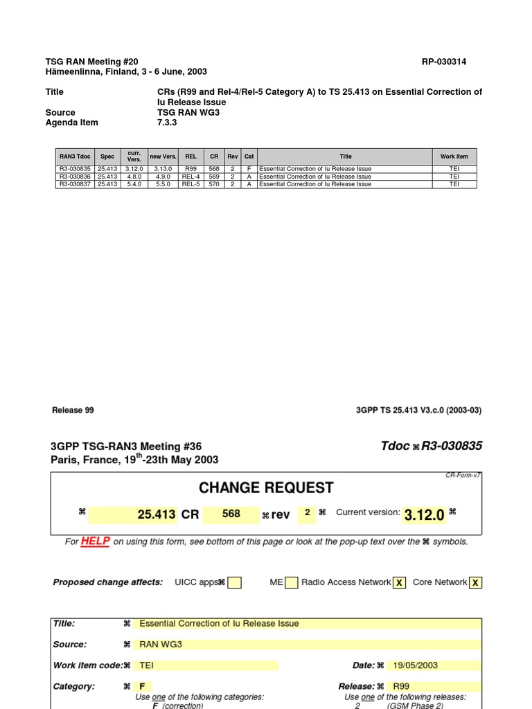 RANAP Iu Release Correction Proposal | PDF | Transmission Control ...