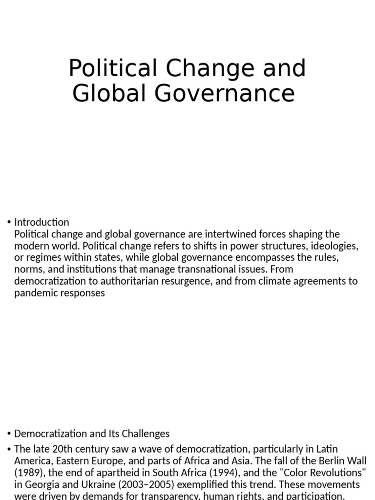 Political Change and Global Governance Insights | PDF | Global ...
