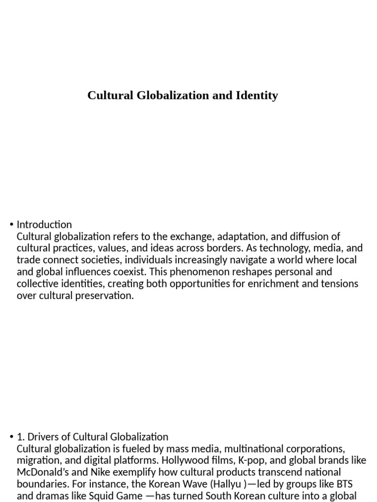 Cultural Globalization and Identity Dynamics | PDF | Cultural ...