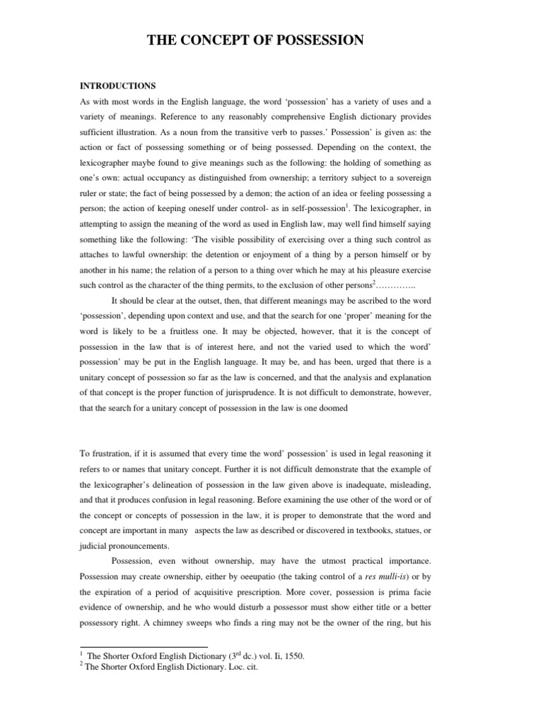 Legal Concept of Possession Explained | PDF | Larceny | Leasehold Estate
