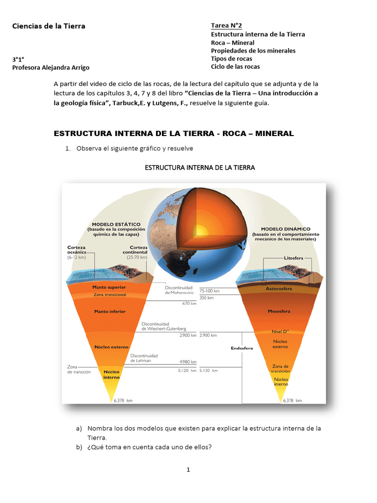 Tarea N 2 Estructura Interna de La Tierra - Roca - Mineral | PDF ...