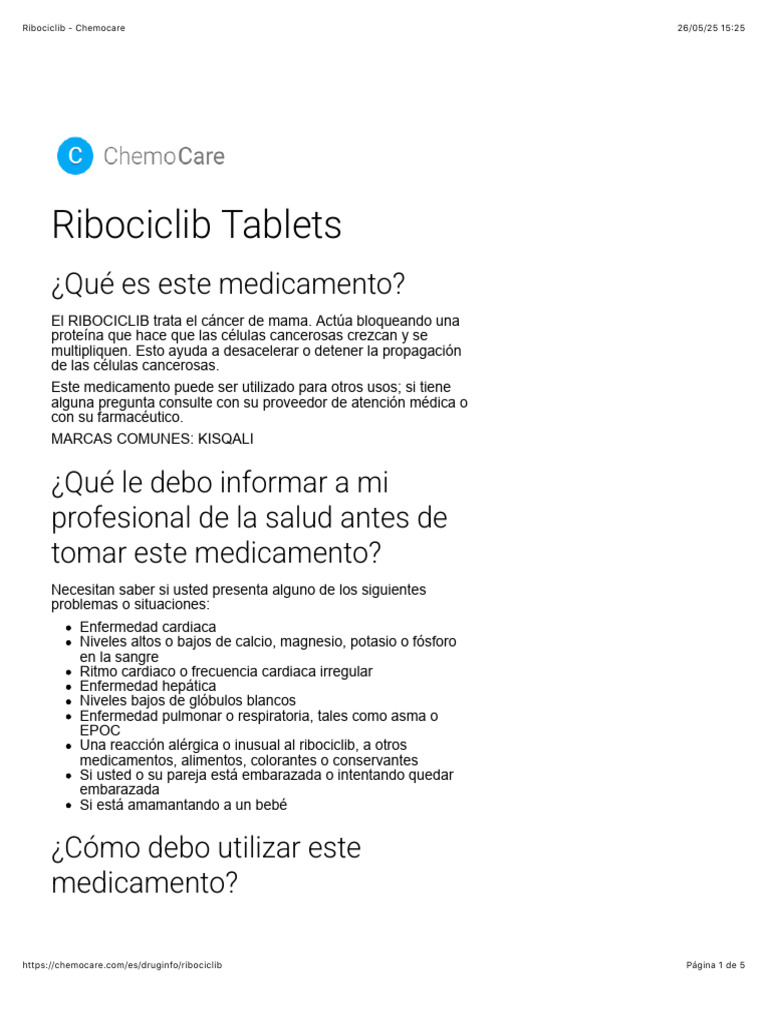 Ribociclib: Uso y Precauciones | PDF | Medicamentos con receta | El ...