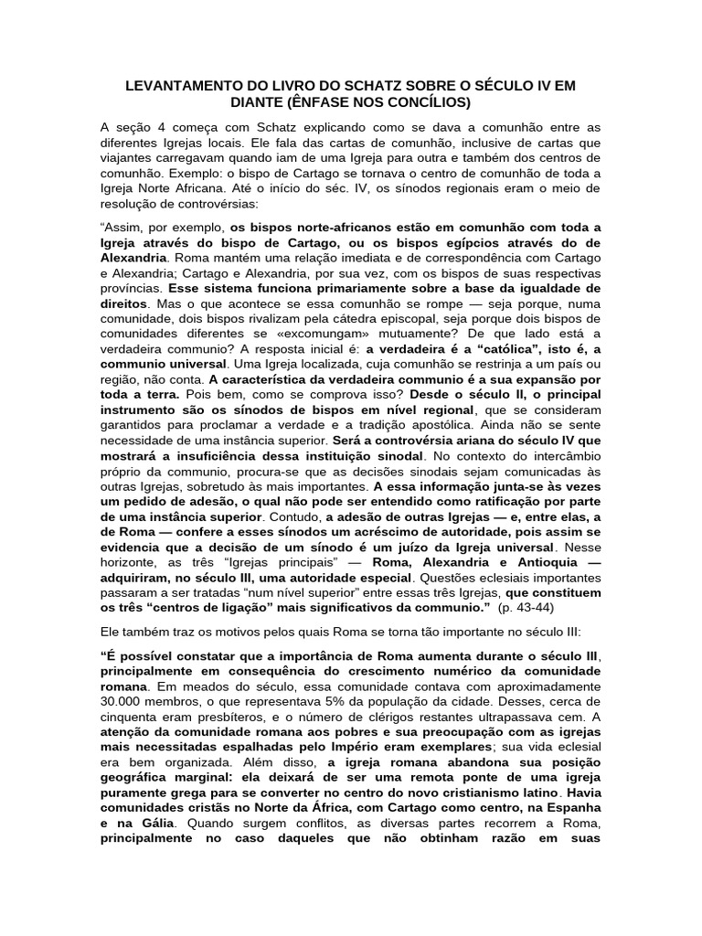 Comunhão e Sínodos no Século IV | PDF | Conselho de Calcedônia ...