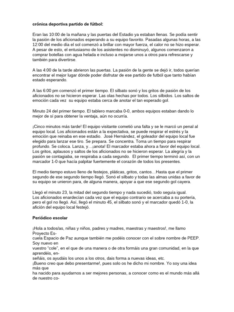 Crnica del partido de ftbol local | PDF