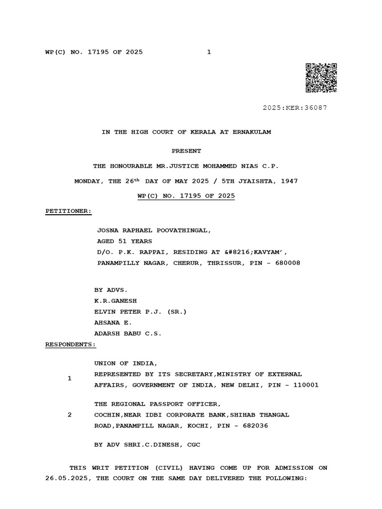 Passport Reissue Petition Judgment 2025 | PDF | Justice | Crime & Violence
