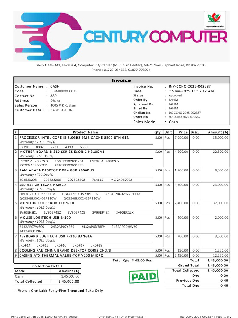 PrintIndSalesInvoice 250627 114055 | PDF | Personal Computers ...