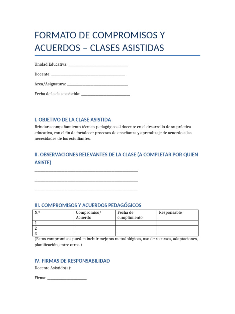 Formato de Compromisos Educativos | PDF