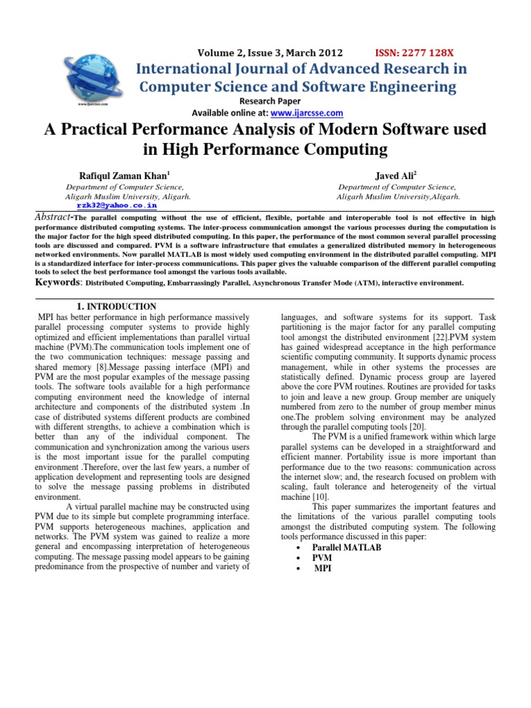 A Practical Performance Analysis of Modern Software Used in High ...