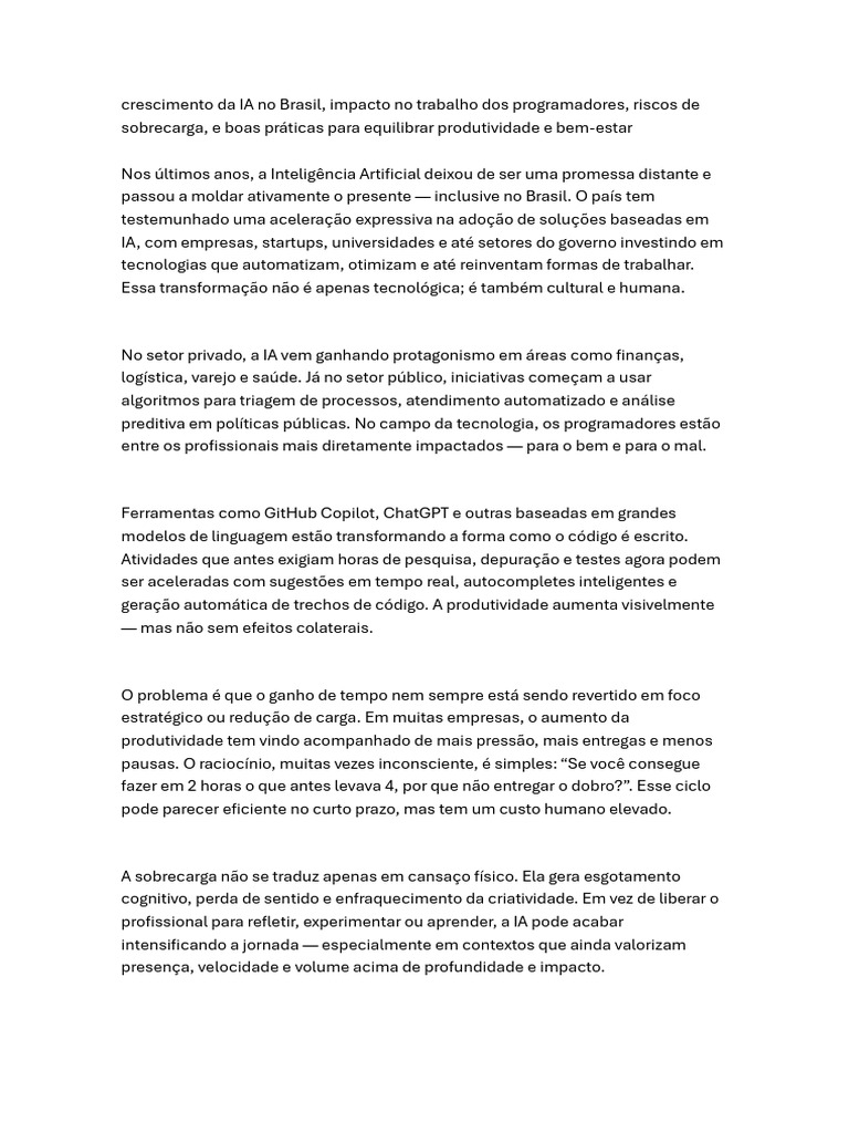 Impacto da IA no Trabalho dos Programadores | PDF | Aprendizado