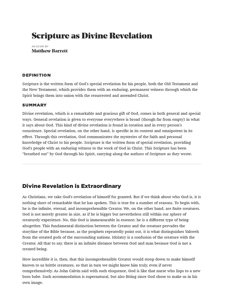 Understanding Scripture as Revelation | PDF | Revelation | Jesus