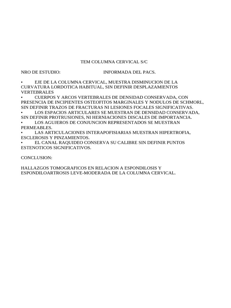 Tem Columna Cervical - Viejo | PDF