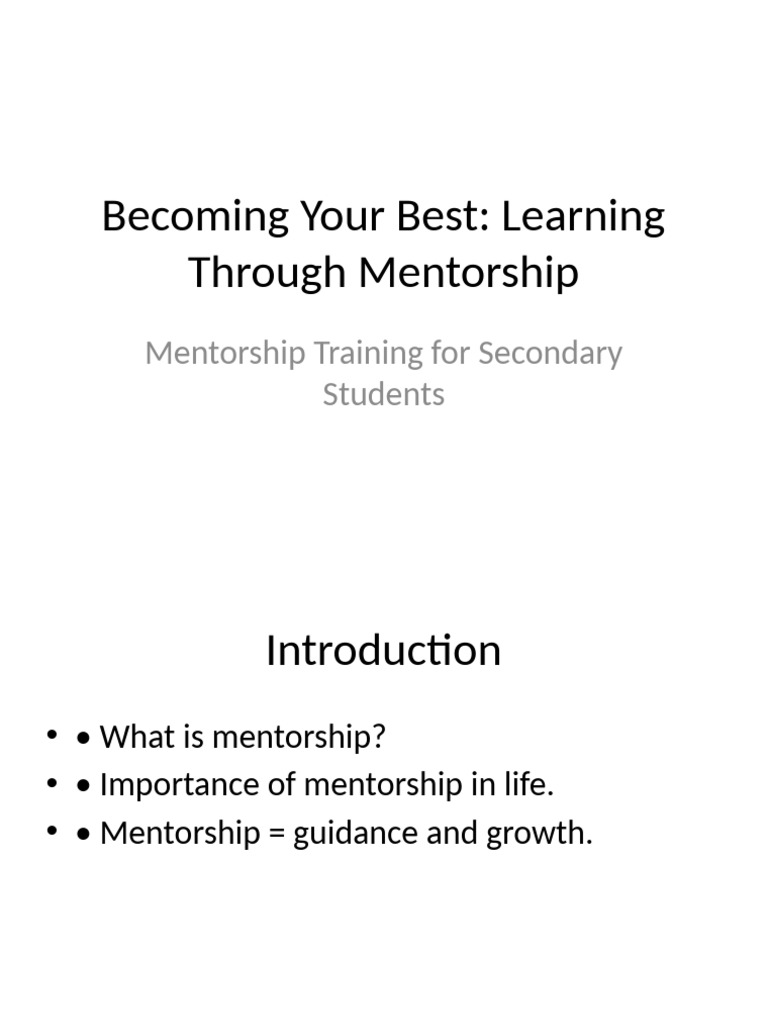 Mentorship Training for Students | PDF