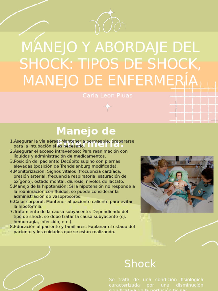 Manejo de Shock: Tipos y Cuidados de Enfermería | PDF | Choque ...
