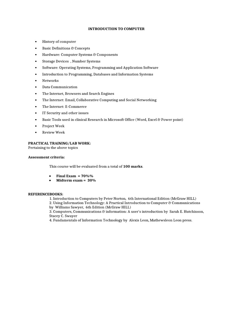 TDPT Introduction To Computer | PDF