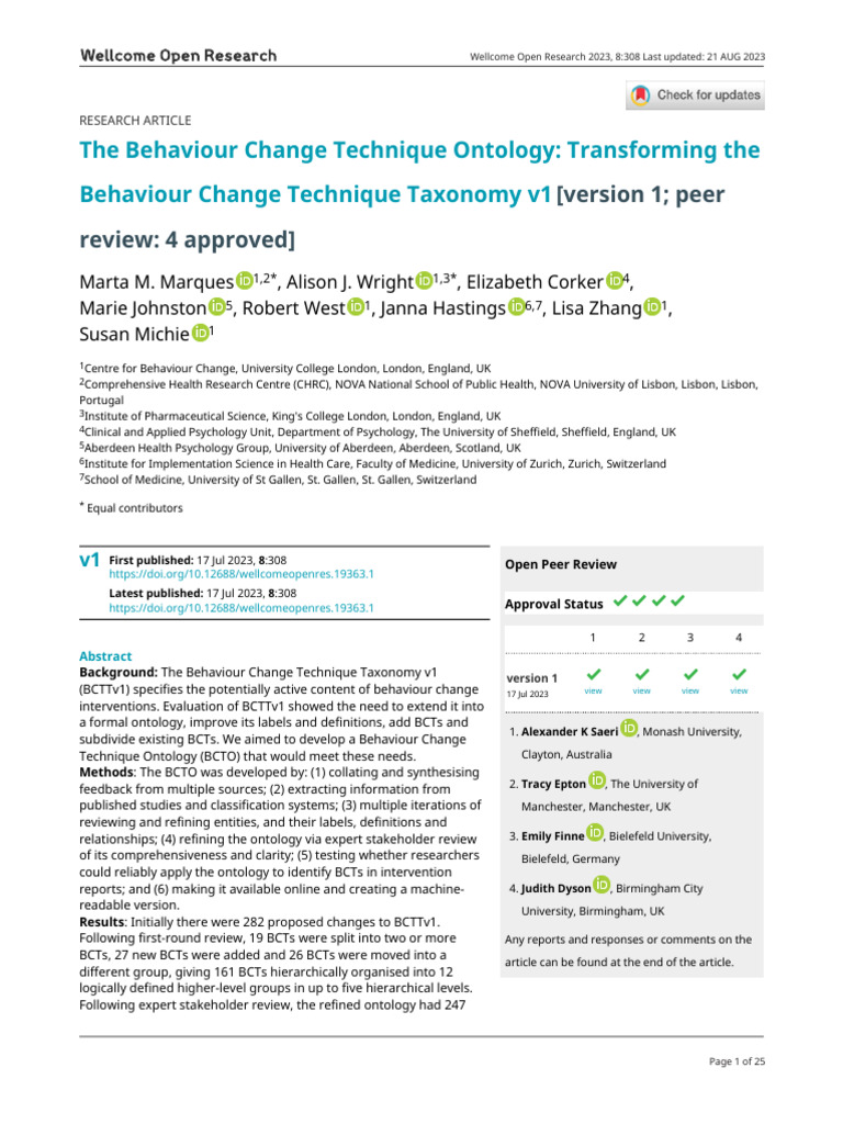 Behaviour Change Technique Ontology | PDF | Ontology (Information Science)