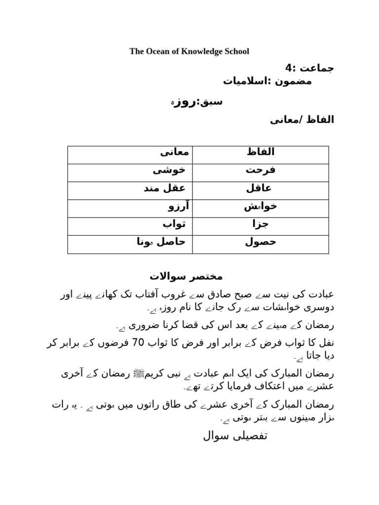 4th Claas ISL Notes | PDF