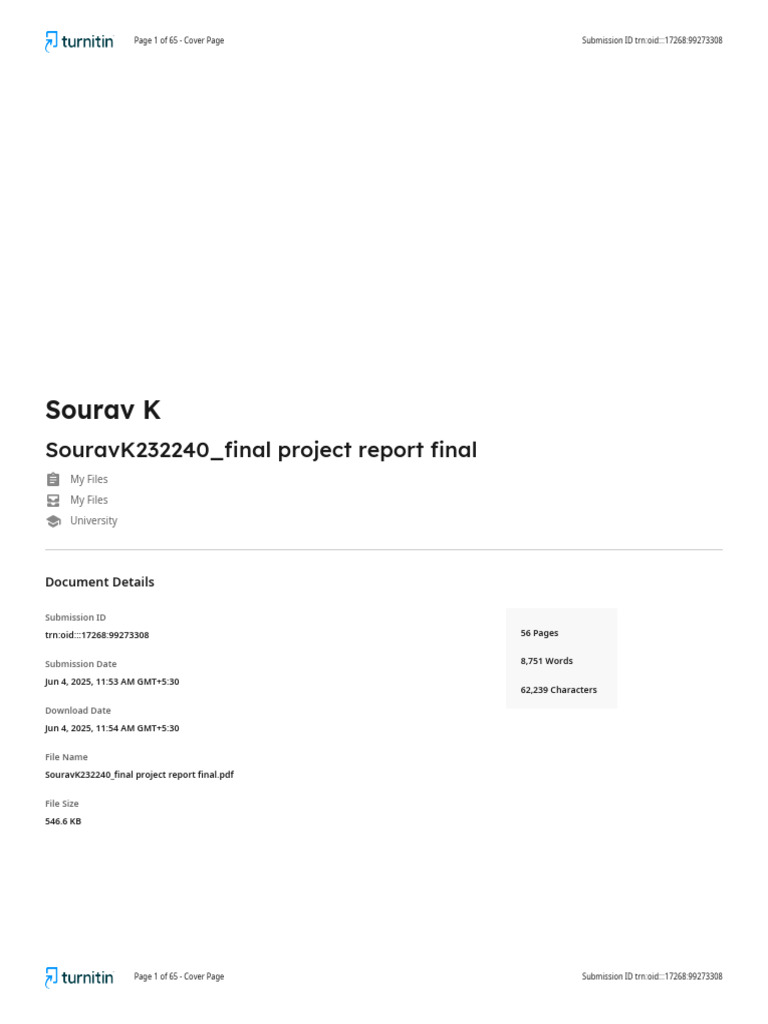 Final Project Report by Sourav K | PDF | Publishing | Written Communication
