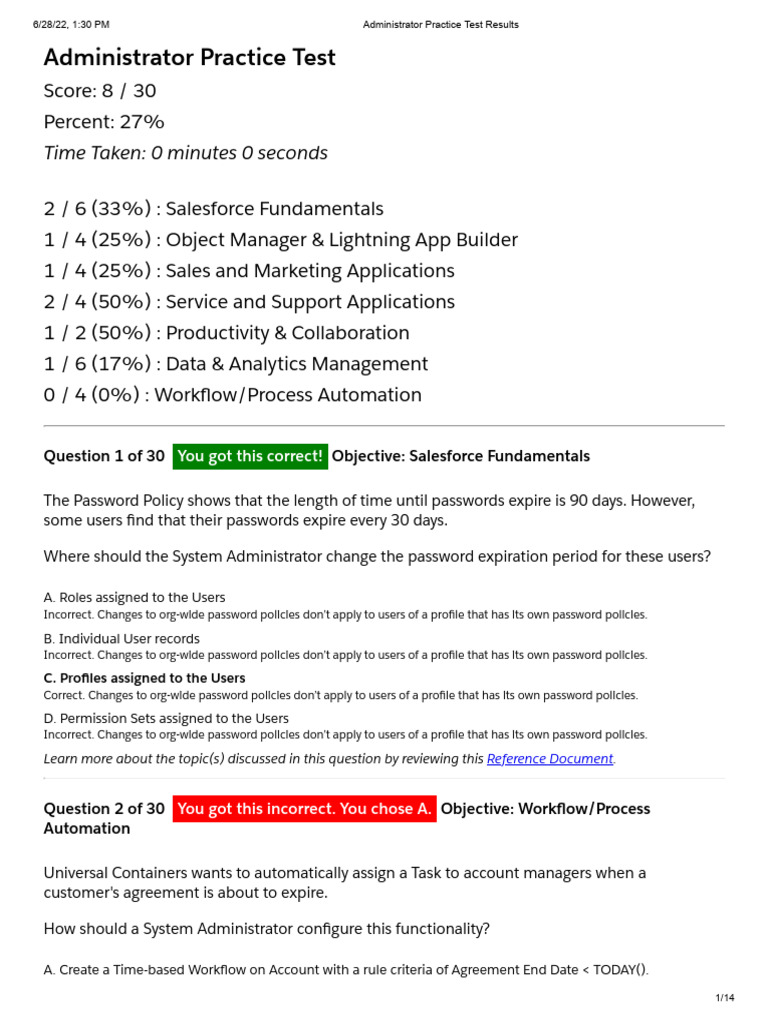 Administrator Practice Test Results Summary | PDF | Password | Analytics