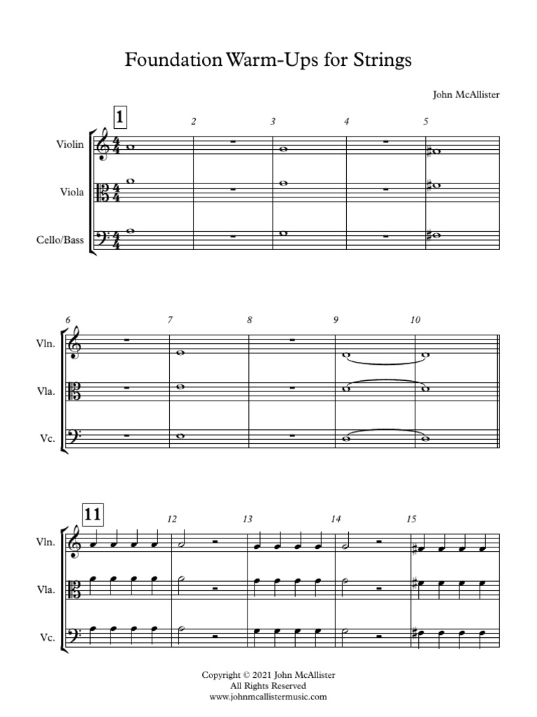 Foundation Warm-Ups For Strings - Score Parts 1 | PDF